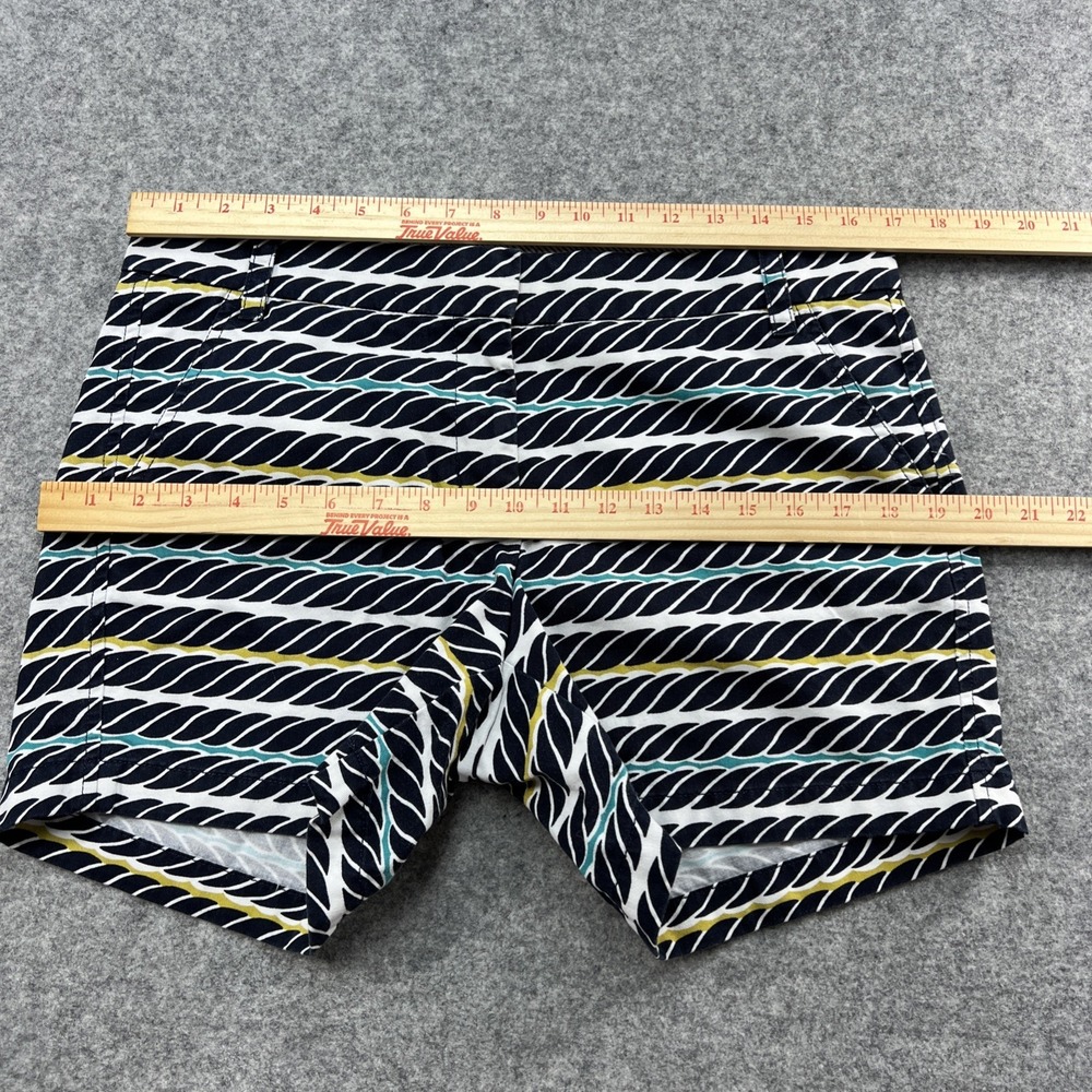 J.‎ CREW Chino Shorts Navy Blue Multicolor Wave Stripe Print Women's Zs 8 $59.50